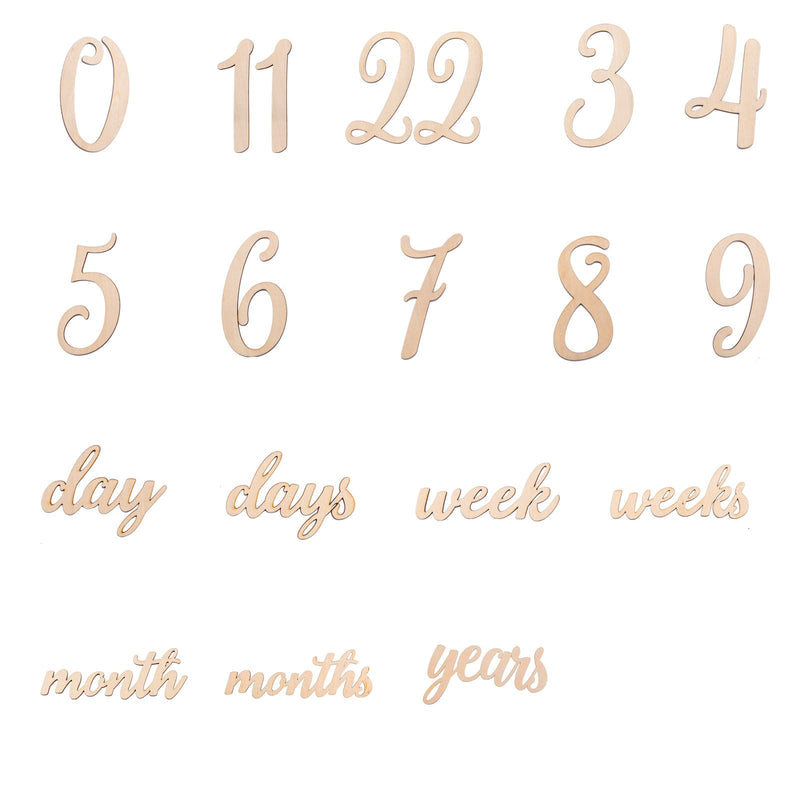 19pcs Wooden Baby Milestone Card For Newborn Baby Photography Engraved Age Milestone Wood Card Month Sticker Newborn Gifts