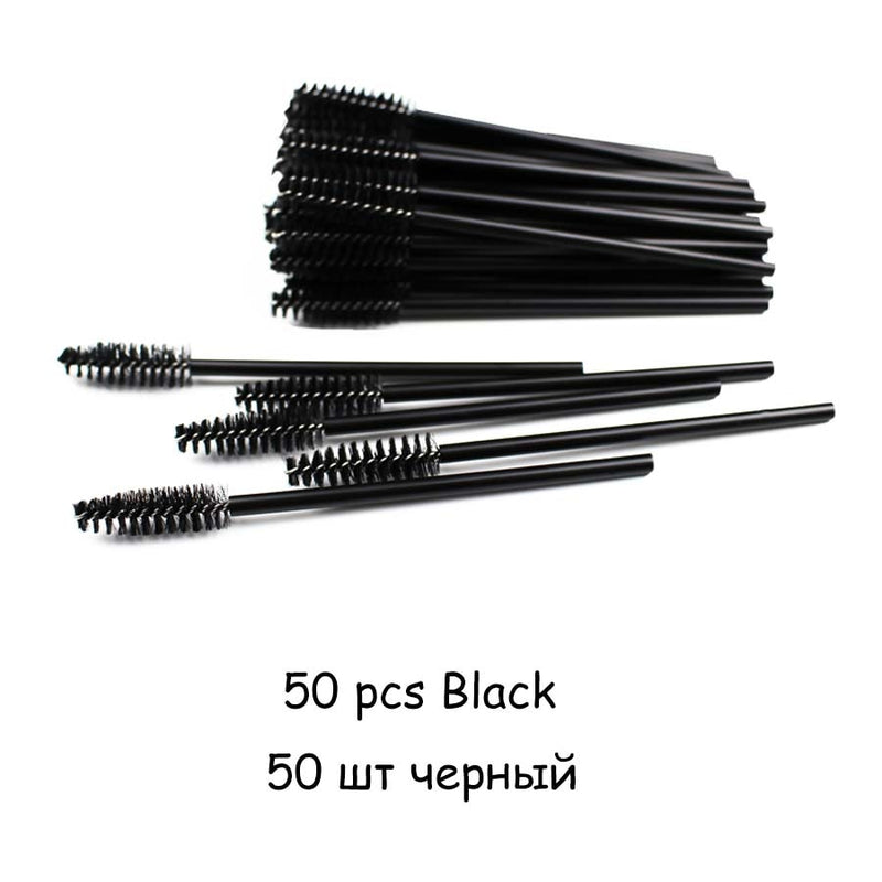 Disposable Eyelash Brush 25/50 Pcs Crystal Eye Brush Diamond Handle Mini Mascara Wands Brush Eyelash Extension Makeup Brush Set