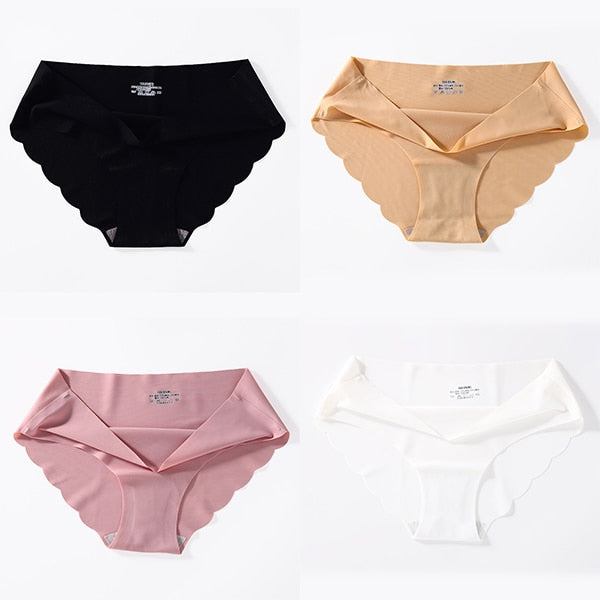 4 PCS/Lot Seamless Panties For Women Plain Panties Slip Silk Female Underwear Soft Thin Light Panti Culotte Femme Underpants