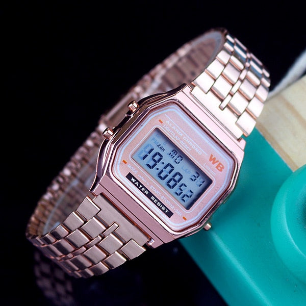 Gold Men Watches Women Electronic Digital Display Retro Style Clock Men&