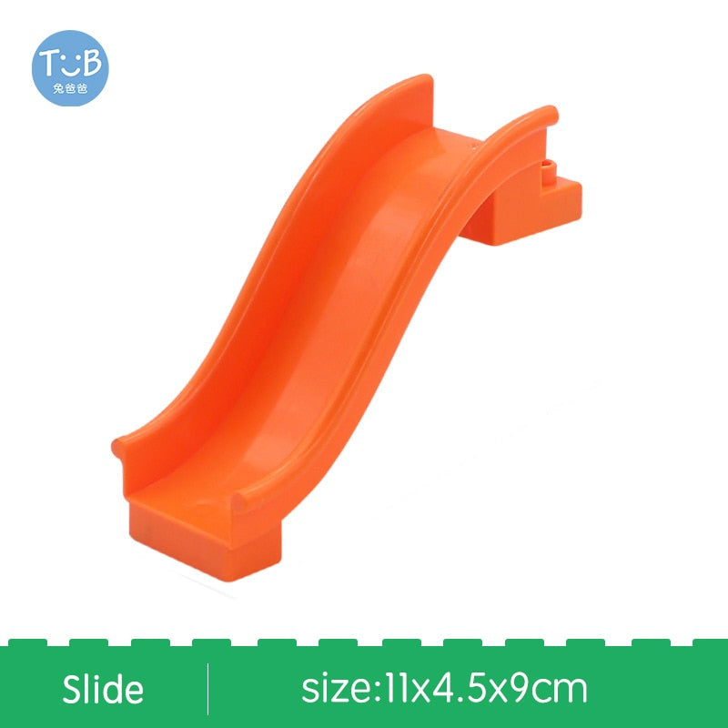 Blocks Amusement Park Accessory Slide Ladder Swing Seesaw Carousel Big Large-particle City Building Children&