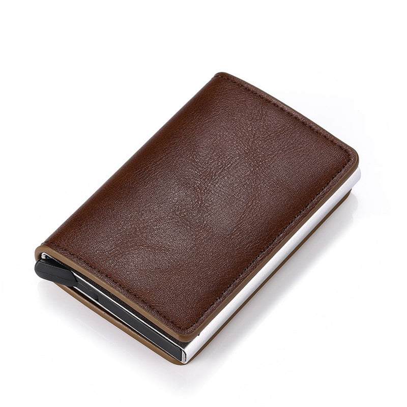 Custom Name Business Bank Credit Card Holder Men Wallet Coin Leather Wallet RFID Aluminium Box CardHolder with Money Clips Purse