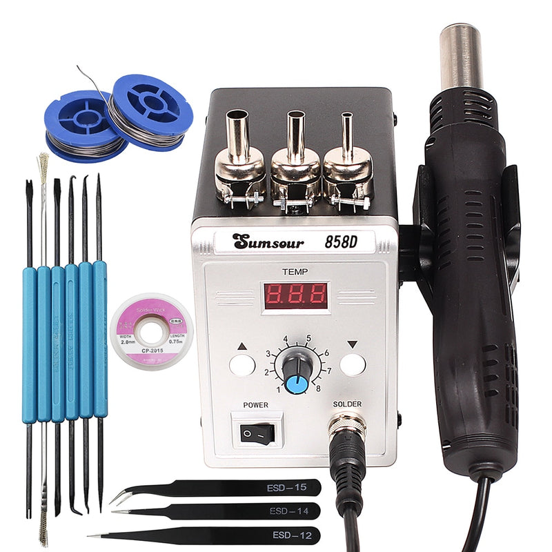 Hot Air Gun 858D 700W BGA Rework Solder Station Soldering Heat Air Gun Station 220V / 110V For SMD SMT Welding Repair With Gifts