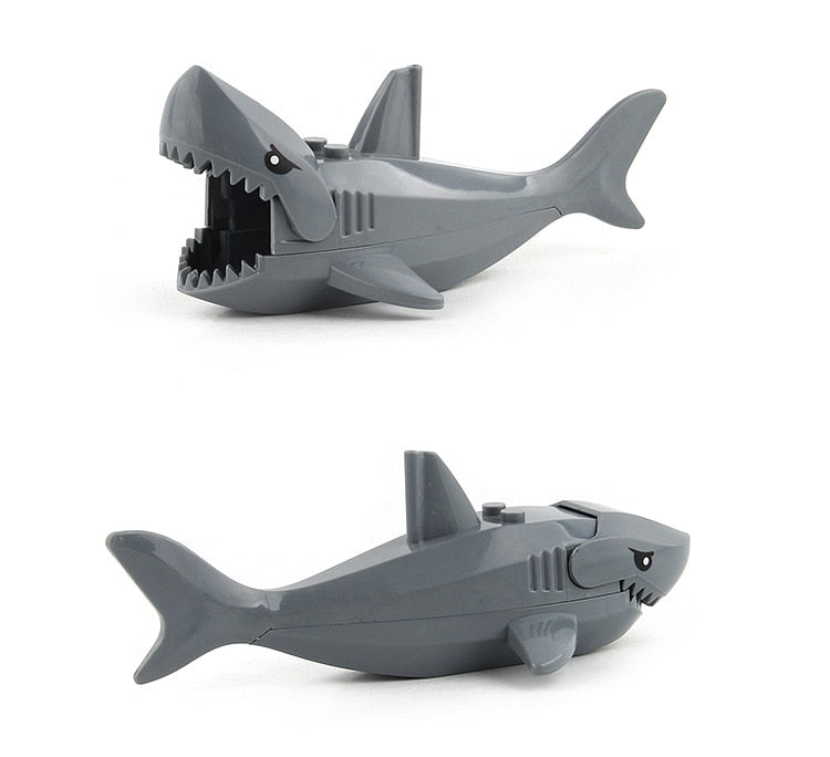 Animals Figures Dinosaurs Tiger Shark Wolf Monkey Giraffe Dinosaur Figure Model Building Blocks Toys for Children Kids Gifts