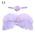 2pcs/set Cute Newborn Angel Feather Wings with Baby Girl Rose Flower Headband Hair Accessories for Infant Photography Props