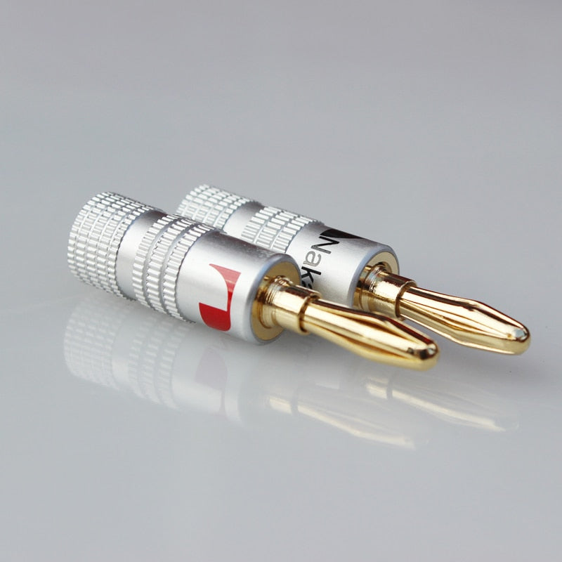 4pcs Banana Connector 4mm Speaker banana plugs 24K Copper gold plated 4mm Banana Jack match with 4mm binding post