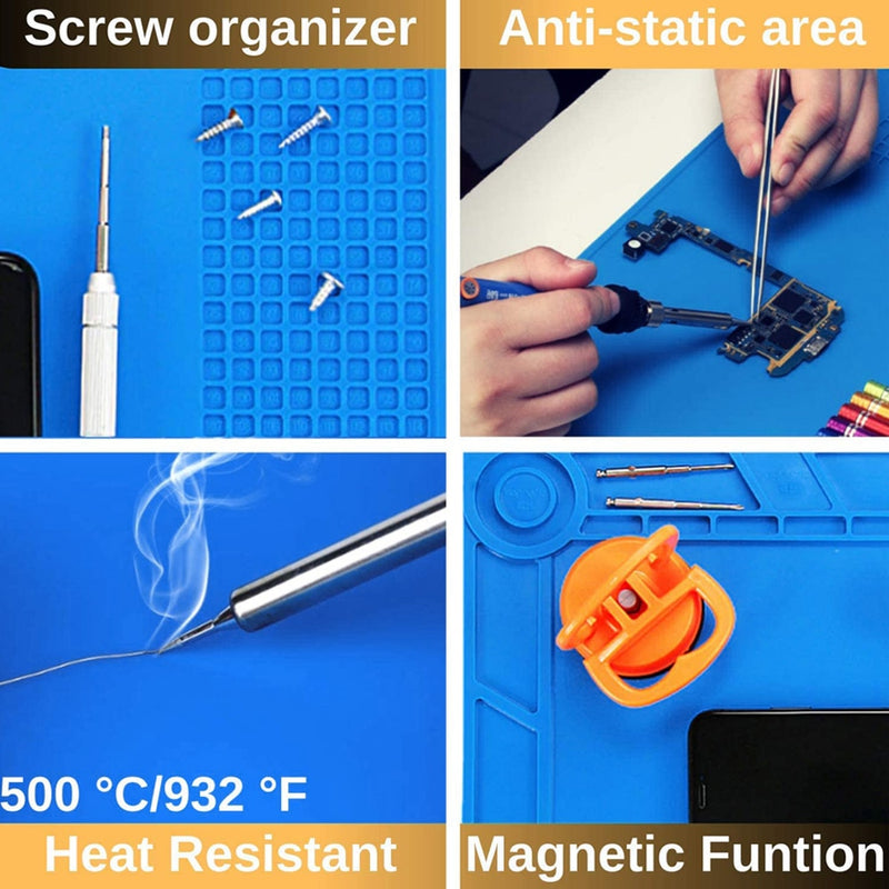 Soldering Mat ESD Antistatic Heat Resistant Insulation Work Mat Soldering Station Kit Silicone Repair Pad Maintenance Platform