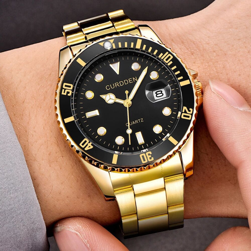 Free Dropping Role Watch Men Quartz Mens Watches Top Luxury Brand Watch Man Gold Stainless Steel Relogio Masculino Waterproof