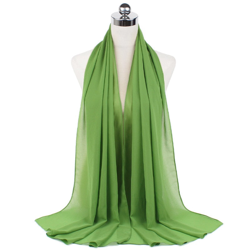 Muslim new Bubble Chiffon Hijab Scarf Women Solid Color Soft Long Shawls and Wraps Georgette Islamic Head Scarves Ladies Hijabs