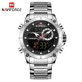 NAVIFORCE Luxury Original Men Sports Wrist Watch Gold Quartz Steel Waterproof Dual Display Clock Watches Relogio Masculino 9163