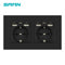 SRAN eu 2gang Power socket,16A electrical plug grounded Hide LED indicator,double Socket with USB, 146*86mm pc panel wall socket