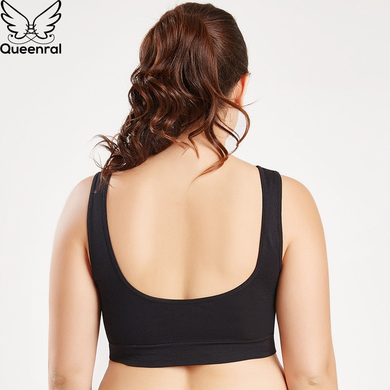 Queenral Plus Size Bras For Women Seamless Bra With Pads Big Size 5XL 6XL Bralette Push Up Brassiere Bra Vest Wireless BH