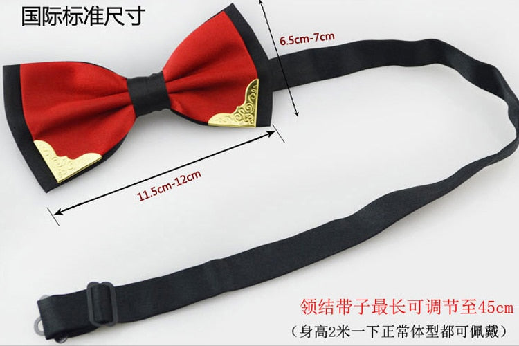 NEW 12cm High-end Men's Suits Bowtie Wedding Groom Groomsmen Bow Tie Double Cravat England Tide Korean Metal Bow Ties