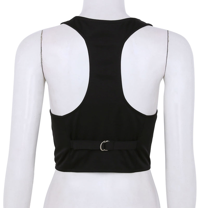 New Arrival Women Fashion V-Neck Sleeveless Button Down Fitted Racer Back Classic Vest Shirts Separate Waistcoat for Formal Wear