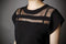 New Ladies Black Tulle Sheer Blouses Shirts Women's Tops Chiffon Blouse Short Hollow Out Blusas Femininas Summer