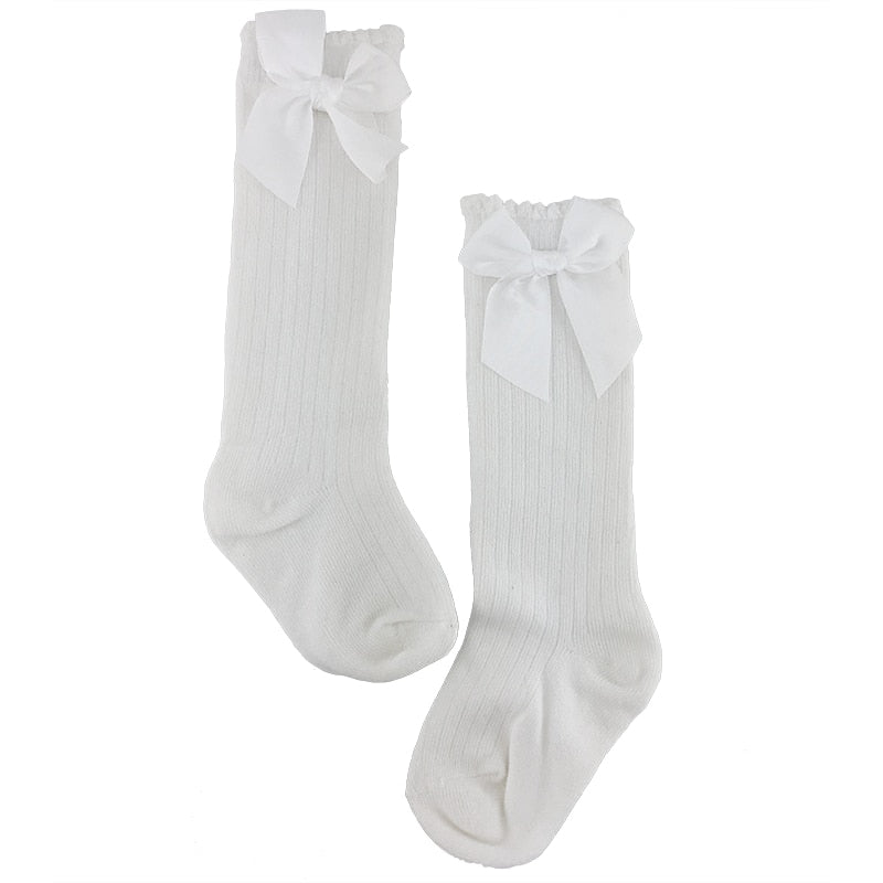 New Kids Socks Toddlers Girls Big Bow Knee High Long Soft Cotton Lace baby Socks Kids Solid Colour Cute Bow Girls Socks