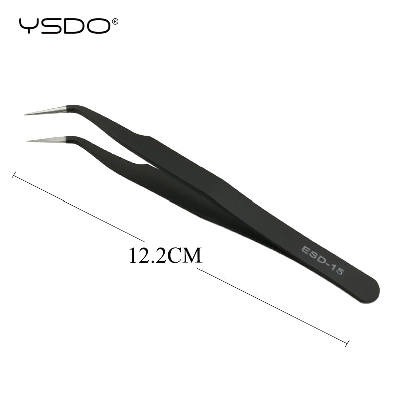 YSDO 1 pcs Eyelash Tweezers Stainless Steel Anti-static Eyelash Extension for Professional Tweezers Tools Makeup Lashes Tools