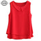 Large size Blouse Shirt Women 2022 Female Solid Color Double layer Chiffon Shirts Casual sleeveless Loose Top Clothing Elegantes
