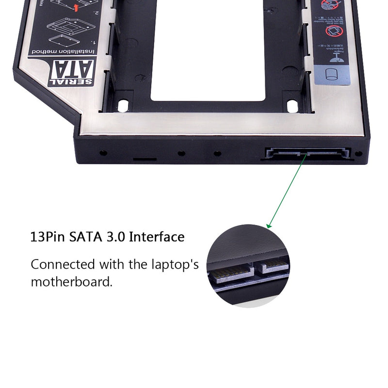 CHIPAL 2nd HDD Caddy 12.7mm 9.5mm SATA 3.0 2.5&#39;&#39; HD Hard Disk Drive Enclosure SSD Case Box For Laptop CD-ROM DVD-ROM Optical Bay