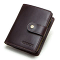 CONTACT&#39;S Genuine Leather RFID Vintage Wallet Men With Coin Pocket Short Wallets Small Zipper Walet With Card Holders Man Purse