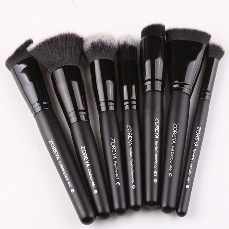 ZOREYA Black Makeup Brushes Set Eye Face Cosmetic Foundation Powder Blush Eyeshadow Kabuki Blending Make up Brush Beauty Tool