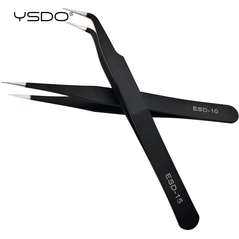 YSDO 1 pcs Eyelash Tweezers Stainless Steel Anti-static Eyelash Extension for Professional Tweezers Tools Makeup Lashes Tools