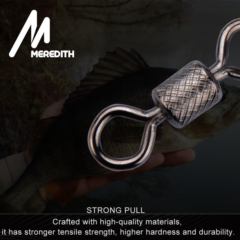 Meredith 50PCS/Lot Fishing Swivels Ball Bearing Swivel with Safety Snap Solid Rings Rolling Swivel for Carp Fishing Accessories