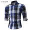 XingDeng Classic Plaid Fashion Casual spring autumn Shirt Men top Shirts Long Sleeve Social Dress blouse plus size 3XL