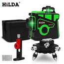 HILDA Laser Level 12 Lines 3D Level Self-Leveling 360 Horizontal And Vertical Cross Super Powerful Green Laser Level