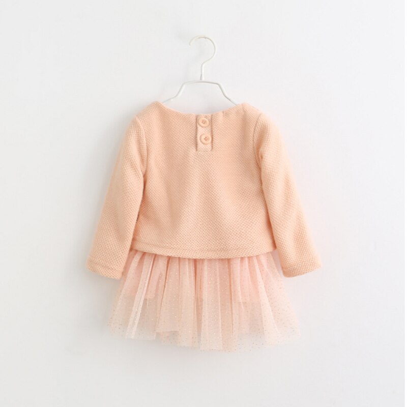 Hot 2017 Hairball Kids girl Dress baby Clothes Bow kids dresses knitting for girls Autumn Fashion Kids Girls Children