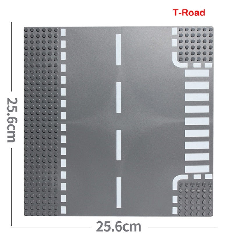 Building Blocks Base Plates Road Plate Straight Crossroad Curve Block Compatible Legoing Toys Base Plates Toys for Kids