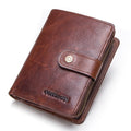 CONTACT&#39;S Genuine Leather RFID Vintage Wallet Men With Coin Pocket Short Wallets Small Zipper Walet With Card Holders Man Purse