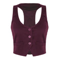 New Arrival Women Fashion V-Neck Sleeveless Button Down Fitted Racer Back Classic Vest Shirts Separate Waistcoat for Formal Wear