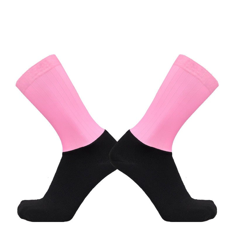 Anti Slip Silicone Summer Aero Socks Whiteline Cycling Socks Men Bicycle Sport Running Bike Socks Calcetines Ciclismo