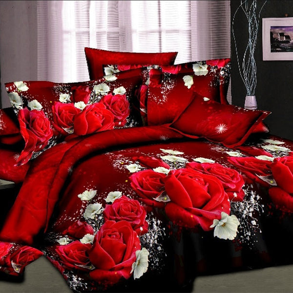 Home textiles cotton Leopard grain rose 3D bedding sets King size 4 Pcs of duvet cover bed sheet pillowcase bedclothes