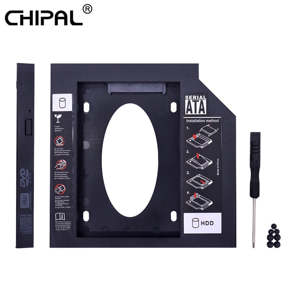 CHIPAL Second 2nd HDD Caddy 9MM 9.5MM 12.7MM SATA 3.0 for 2.5&#39;&#39; SSD Case Hard Disk Drive Adapter for Laptop CD DVD-ROM Optibay