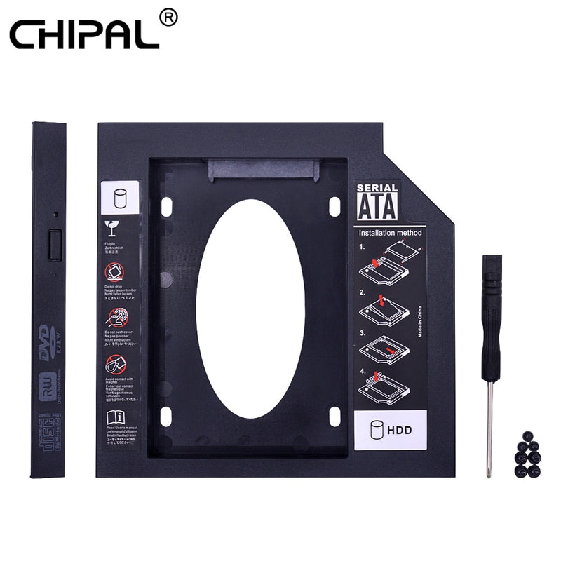 CHIPAL Second 2nd HDD Caddy 9MM 9.5MM 12.7MM SATA 3.0 for 2.5&#39;&#39; SSD Case Hard Disk Drive Adapter for Laptop CD DVD-ROM Optibay