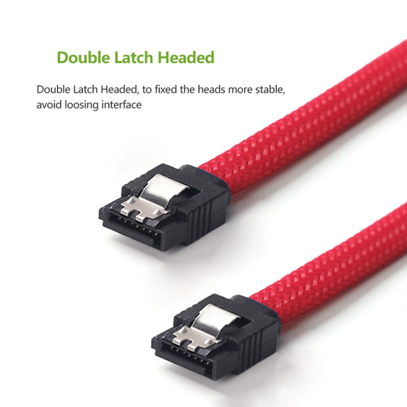 50CM SATA 3.0 III SATA3 7pin Data Cable 6Gb/s SSD Cables HDD Hard Disk Data Cord with Nylon Sleeved Premium Version