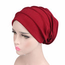 2021 New Elastic Fashion Turban Hat Solid Color Women Warm Winter Headscarf Bonnet Inner Hijabs Cap Muslim Hijab femme Wrap Head