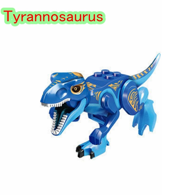 Locking Blocks Jurassic Dinosaurs Tyrannosaurus Rex Wyvern Velociraptor Stegosaurus Building Blocks Toys For Children Dinosaur