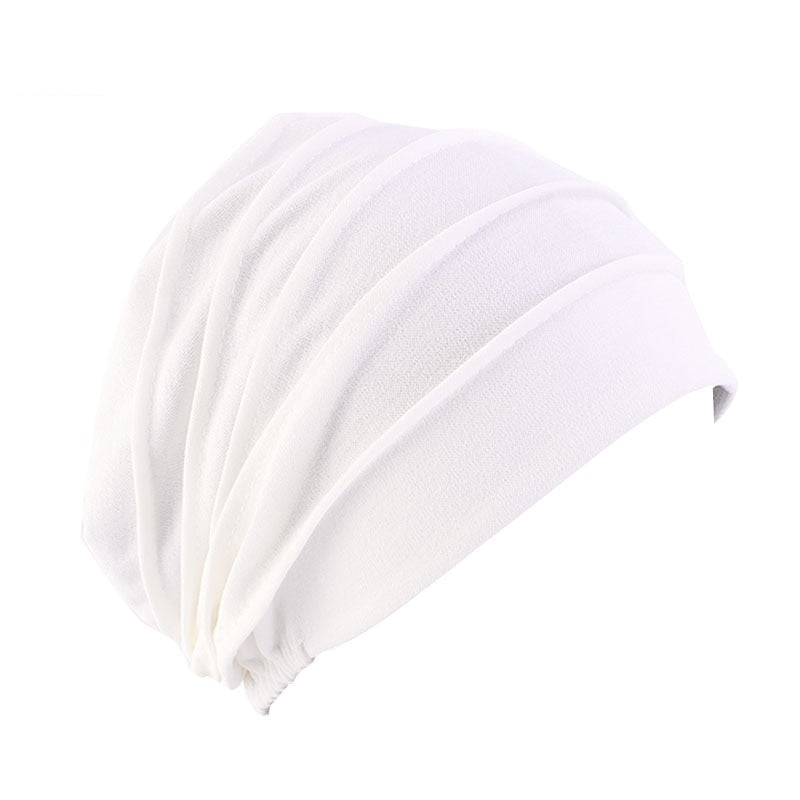 2021 New Elastic Fashion Turban Hat Solid Color Women Warm Winter Headscarf Bonnet Inner Hijabs Cap Muslim Hijab femme Wrap Head