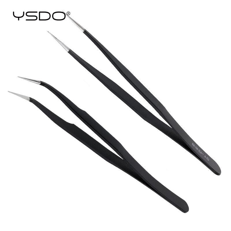 YSDO 1 pcs Eyelash Tweezers Stainless Steel Anti-static Eyelash Extension for Professional Tweezers Tools Makeup Lashes Tools