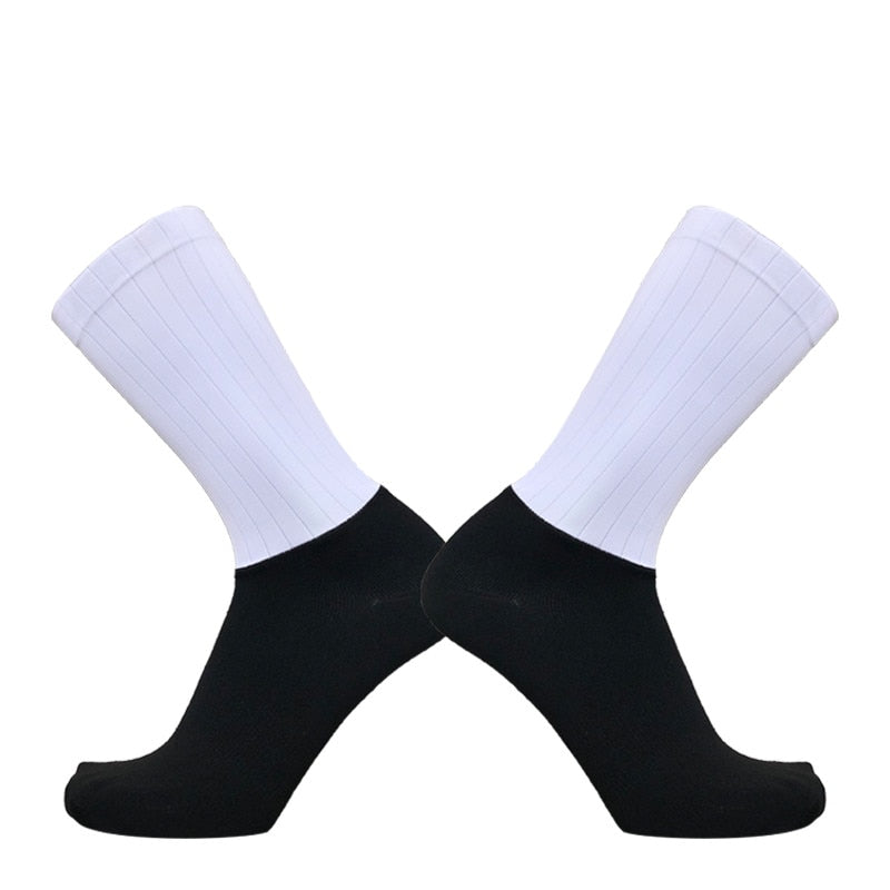 Anti Slip Silicone Summer Aero Socks Whiteline Cycling Socks Men Bicycle Sport Running Bike Socks Calcetines Ciclismo