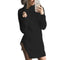 HongMiao 2018 Winter New Casual Lady Wool Dress Solid Color High Collar Long Sleeve Knit Wool Split Dress Female C69