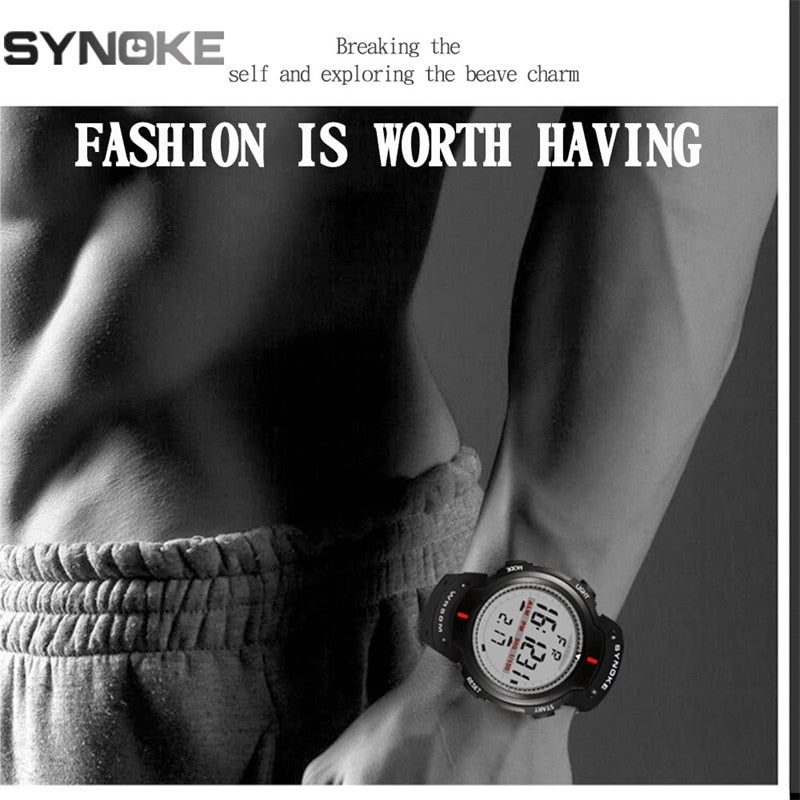 SYNOKE Kol Saati Watches Men 30M Waterproof Electronic LED Digital Outdoor Mens Sports Wrist Watches Stopwatch Relojes Hombre