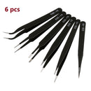 6pcs ESD Anti-Static Stainless Steel Tweezer Set Maintenance Repair Tool Kit Anti Static Model Making Tool Hand Tool Set