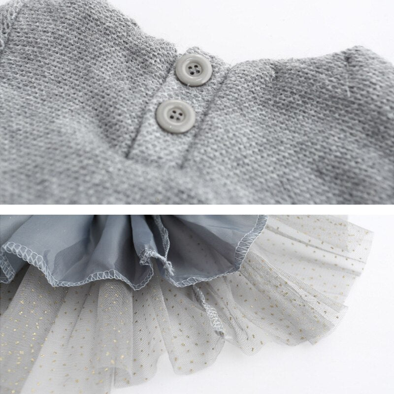 Hot 2017 Hairball Kids girl Dress baby Clothes Bow kids dresses knitting for girls Autumn Fashion Kids Girls Children