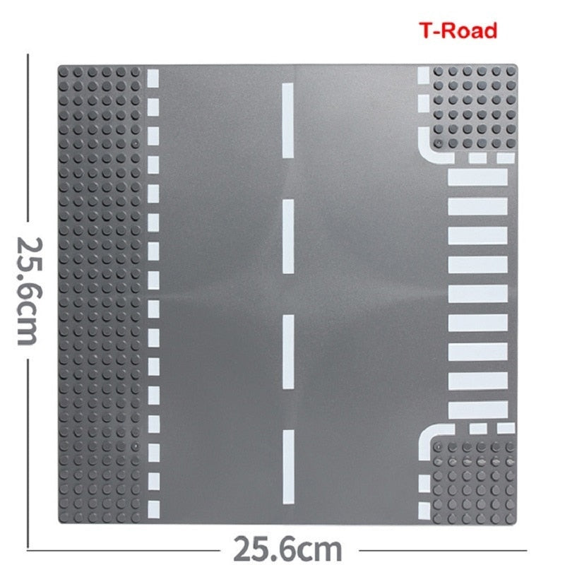 Building Blocks Base Plates Road Plate Straight Crossroad Curve Block Compatible Legoing Toys Base Plates Toys for Kids