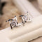 Elegant and Charming Black Rhinestone Full Crystals Square Stud Earrings for Women Girls Statement Piercing Jewelry