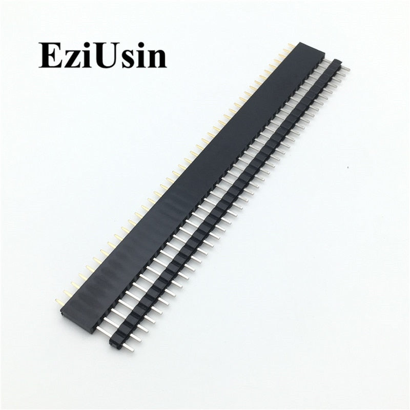 20pcs 10 pairs 40 Pin 1x40 Single Row Male and Female  2.54 Breakable Pin Header PCB JST Connector Strip for Arduino Black